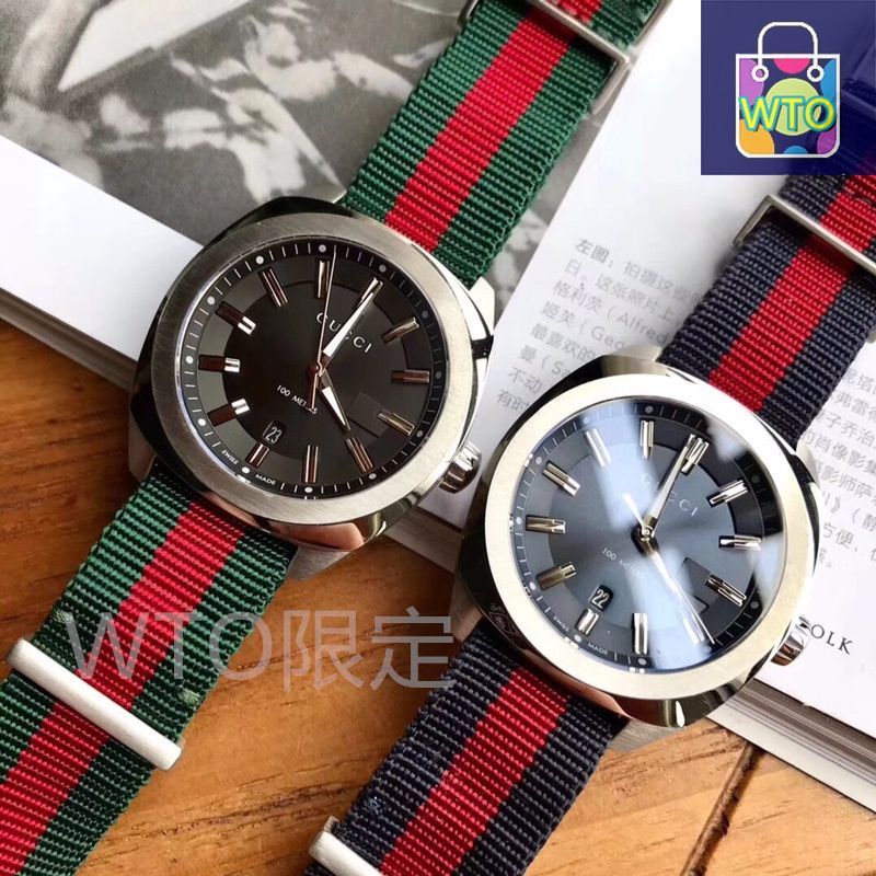 今日特価】Gucci グッチ クォーツ腕時計 ナイロンストラップ付き