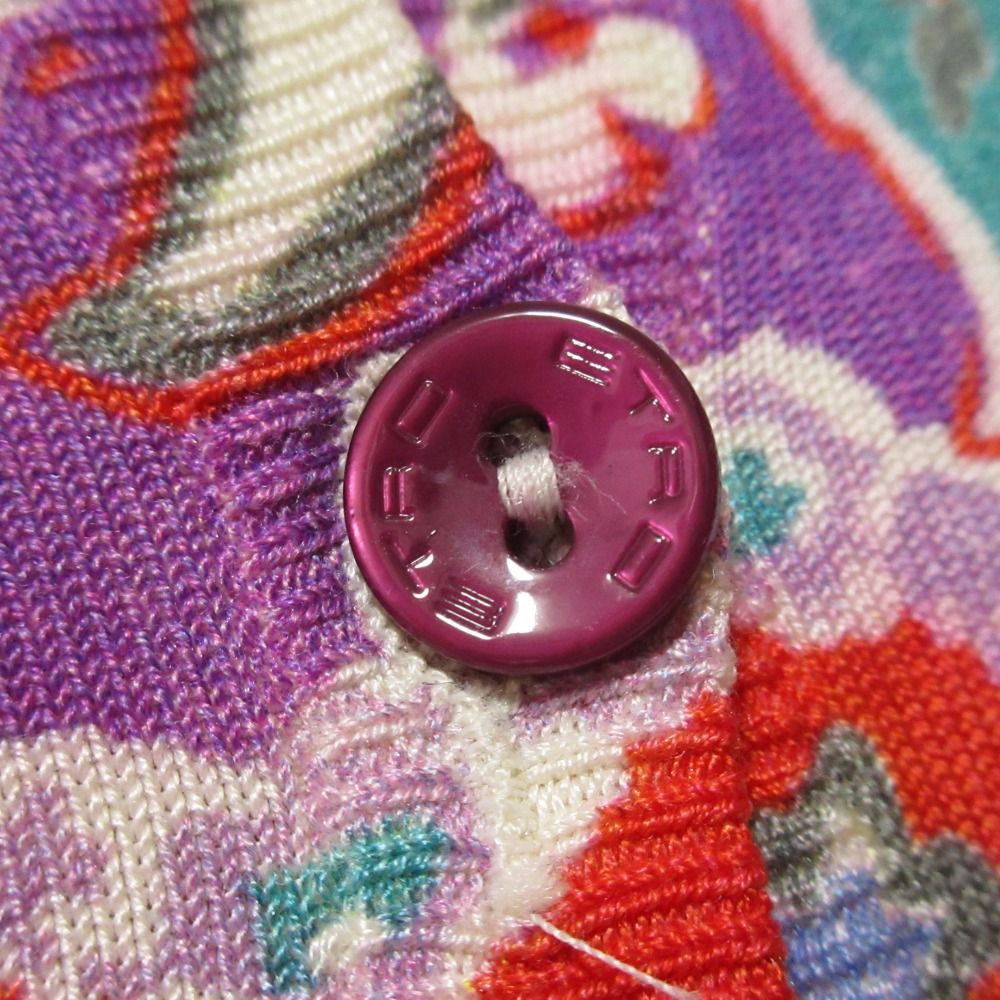 美品 ETRO エトロ ペイズリー柄 シルク100% ロゴボタン 長袖 ニット