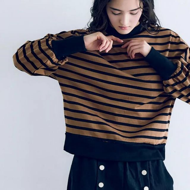 今季新品　MAGALI ハイゲージコットンバスクボーダーカットソー ハイゲージコットン・バスクボーダーカットソー ／アイボリー