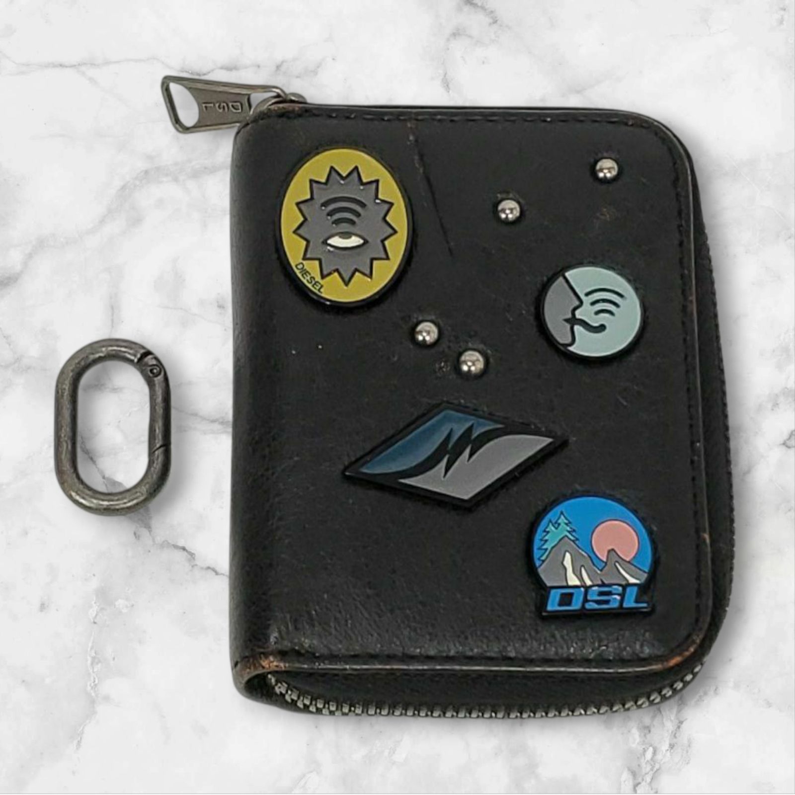 中古【DIESEL】ディーゼル 4連キーケース キーリング付き スタッズ