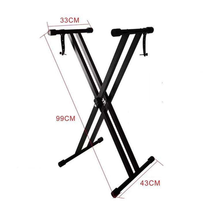 送料無料】 ブラック キーボードスタンド スチール製 X型 折りたたみ