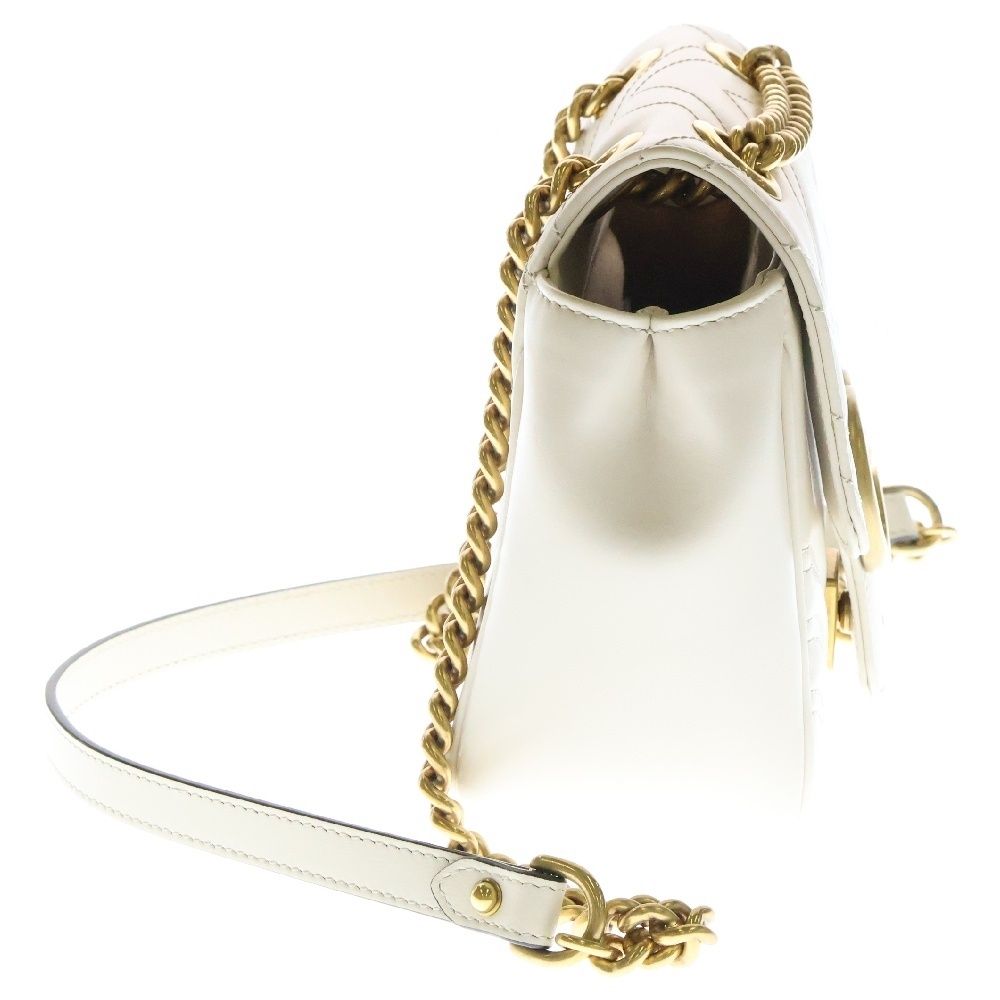 GUCCI ショルダーバッグ GGマーモント キルティング ミニバッグ ホワイト