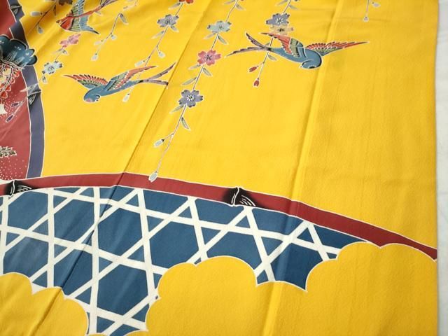 平和屋着物○豪華振袖 紅型 籬御所解花鳥文 金彩 正絹 逸品 CAAU1871yc