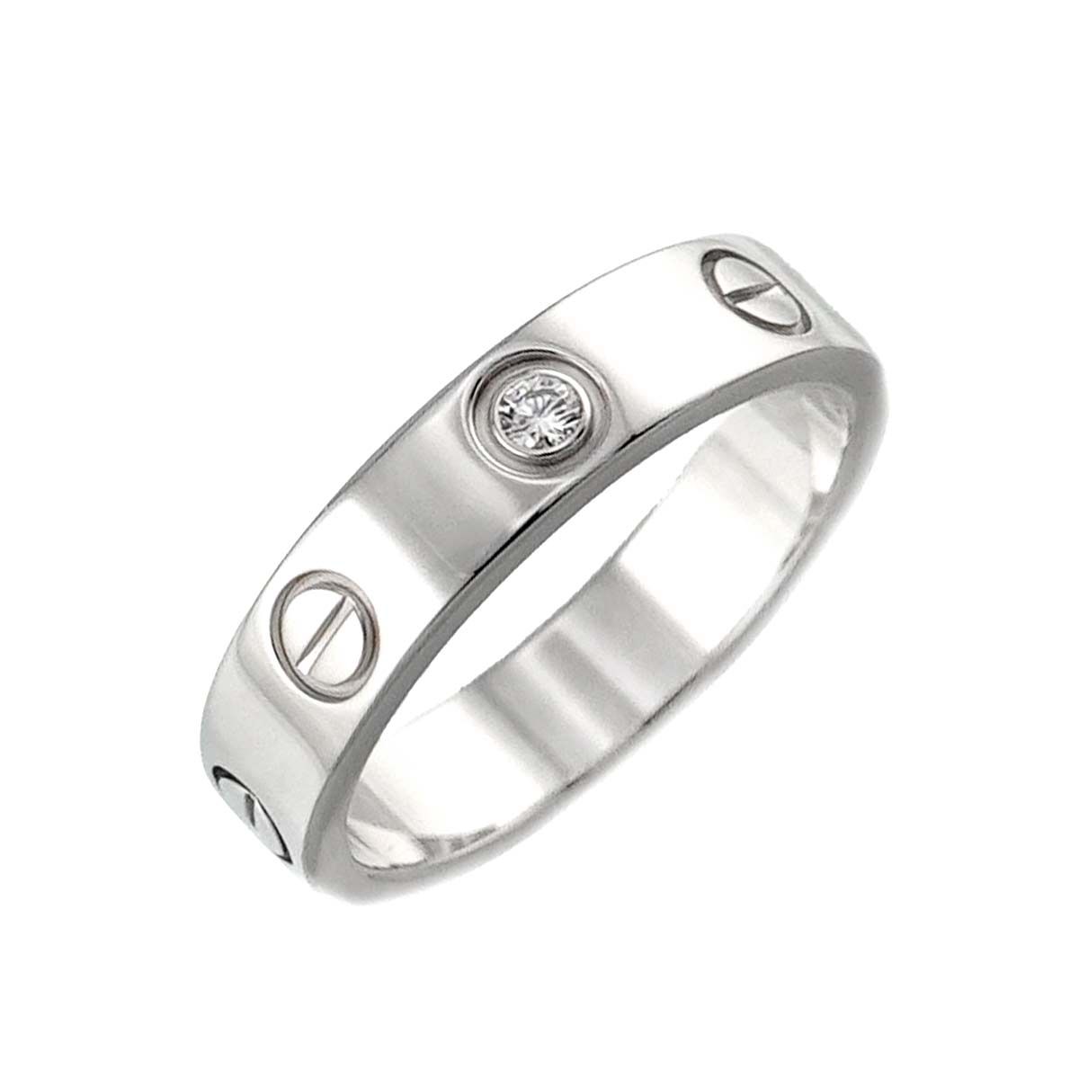 カルティエ Cartier ミニラブ #48 ダイヤ 1P リング K18 WG ホワイト