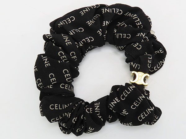CELINE シルク ヘアゴム ブラック シュシュ CELINE セリーヌ シルク トリオンフ ヘアアクセサリー シュシュ