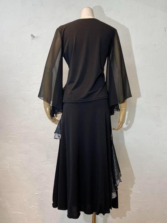 ゴージャス 箔プリントフリルスパンコールツーピースｍｒ1215