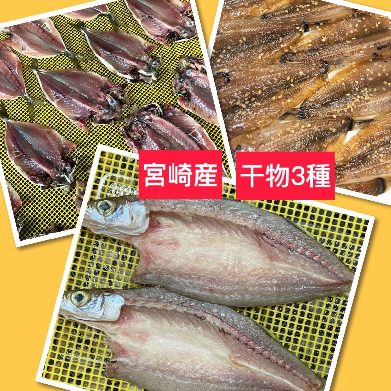 メルカリshops 宮崎産 干物3種類セット あじの開き カマスの開き めひかりみりん干し