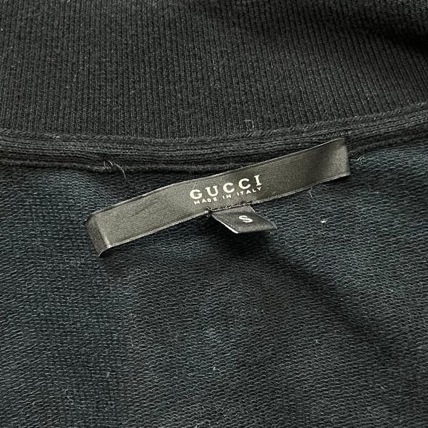 グッチ GUCCI ジップ ジャケット バック プリント 黒 綿 S メンズ S5W244 KANDAIZUMI_COM