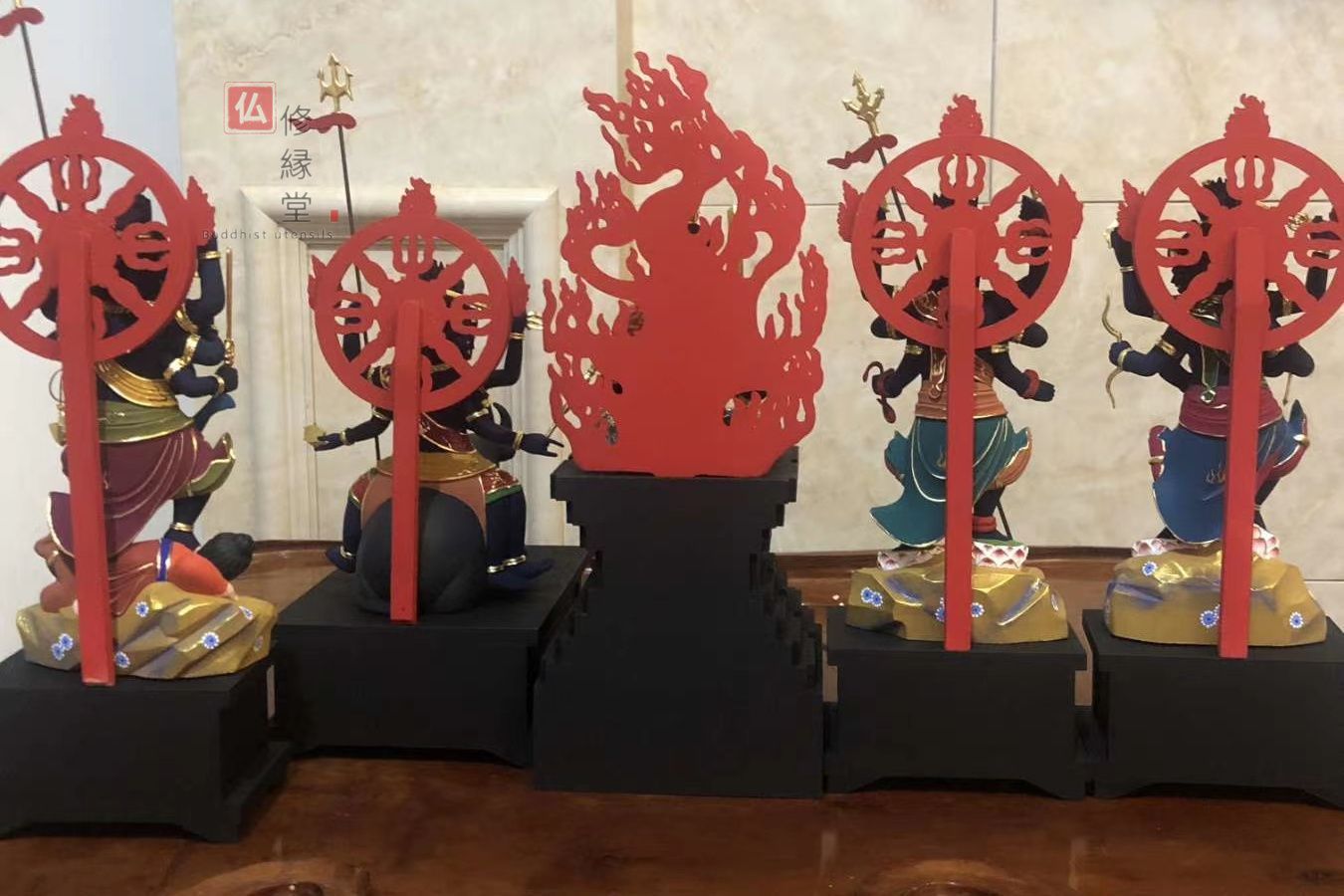 珍品 木彫り 仏像 五大明王神像 彫刻 彩繪 本金 切金 天然木檜材 珍品 木彫り 仏像 五大明王神像 彫刻 彩繪 本金 切金 天然木檜材