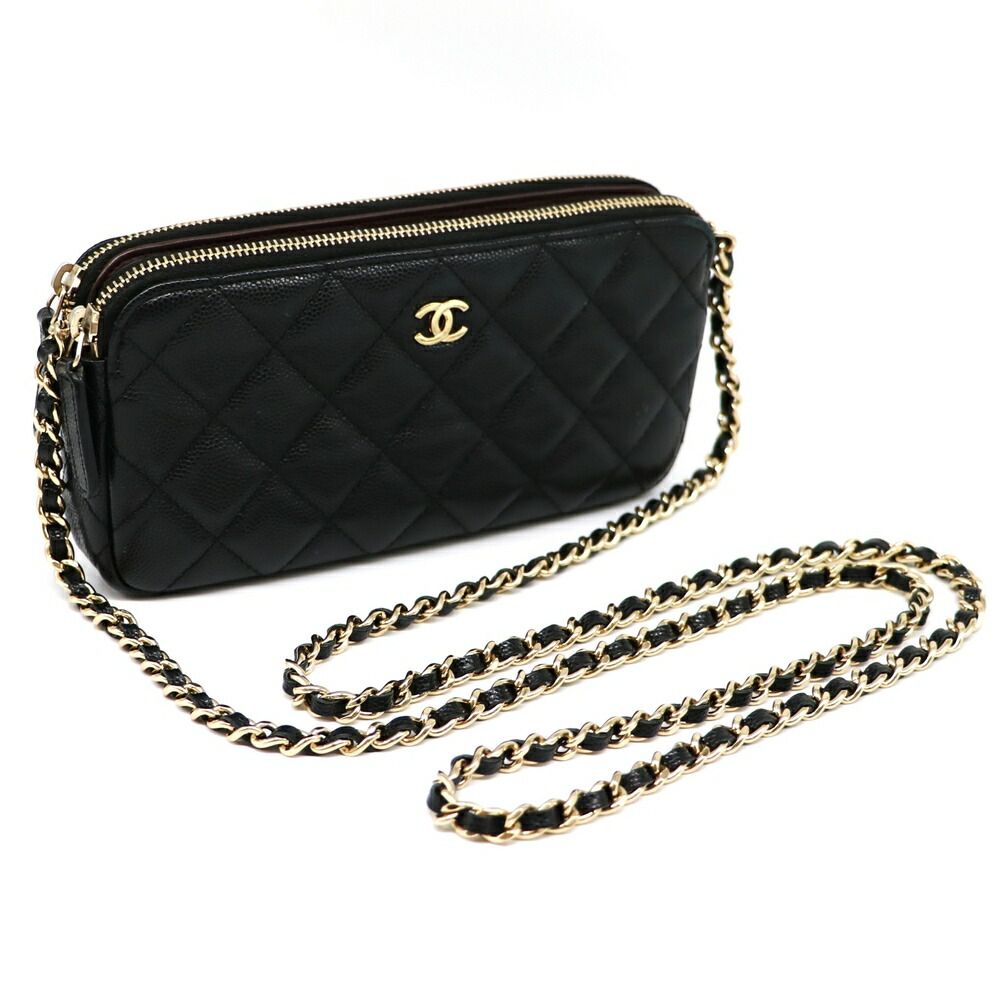 CHANEL シャネル マトラッセ Wジップチェーンウォレット チェーン