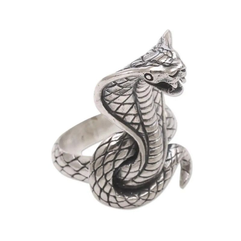 シルバーリング コブラ 百合 ハンドメイド メンズ 925 1点もの cenote r0466 【シルバーアクセサリー】 唐草ランバスフレーム