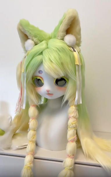 着ぐるみヘッド kigurumi NO.141 猫 緑 ファースーツ 全頭ヘッド