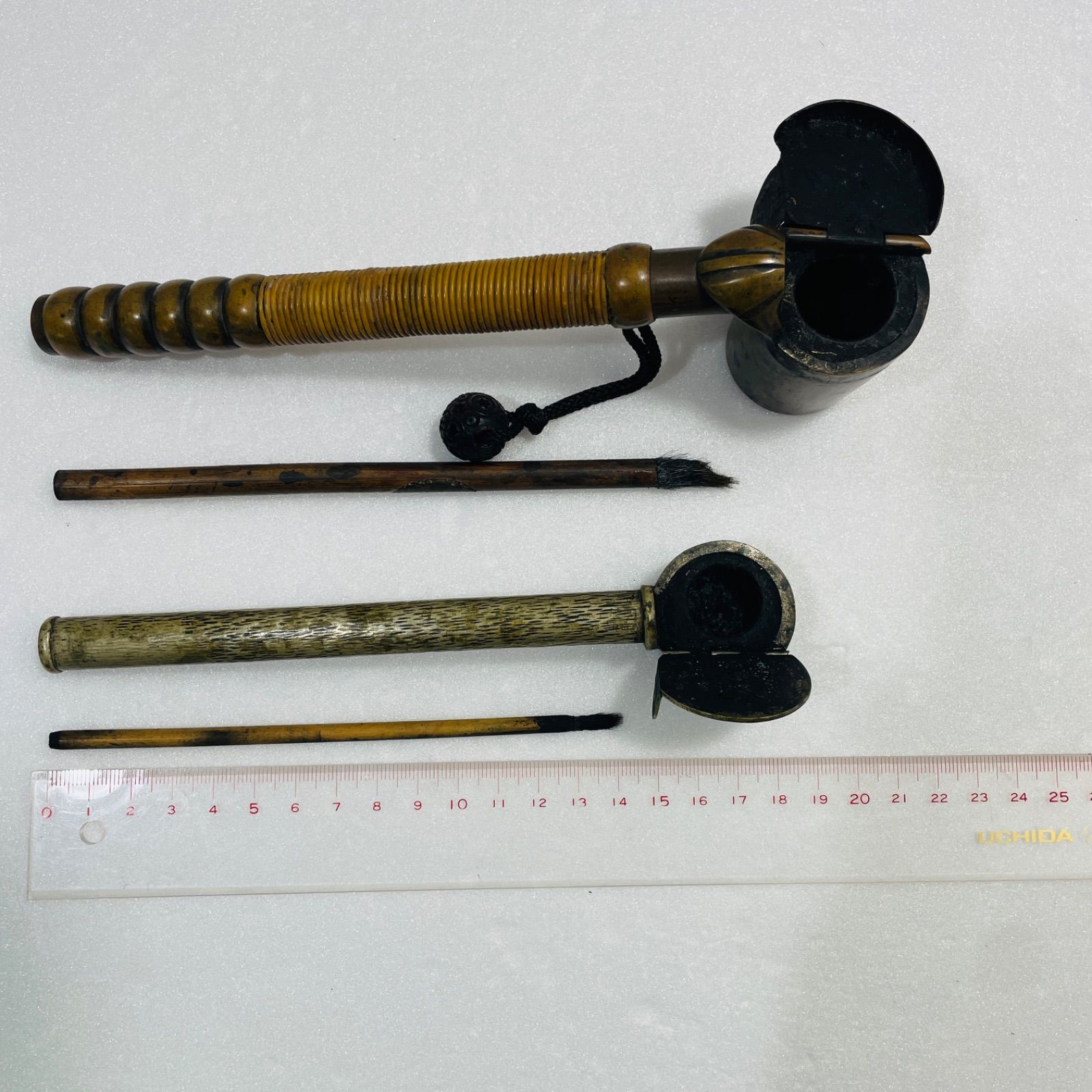 2本セット 矢立（やたて） 携帯用筆入 アンティーク 骨董品