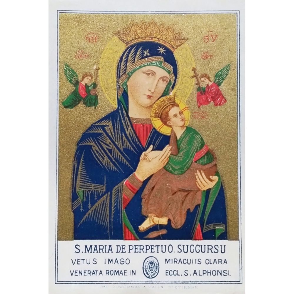 ホーリーカード 絶えざる御助けの聖母 20世紀初頭 フランス アンティークフレーム 額縁 イコン キリスト教 骨董