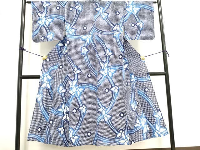 平和屋着物∴夏物 浴衣 有松鳴海絞り 舞蝶文 綿 逸品 DAAV0379cd 平和屋着物∴夏物 浴衣 有松鳴海絞り 舞蝶文 綿 逸品 DAAV0379cd