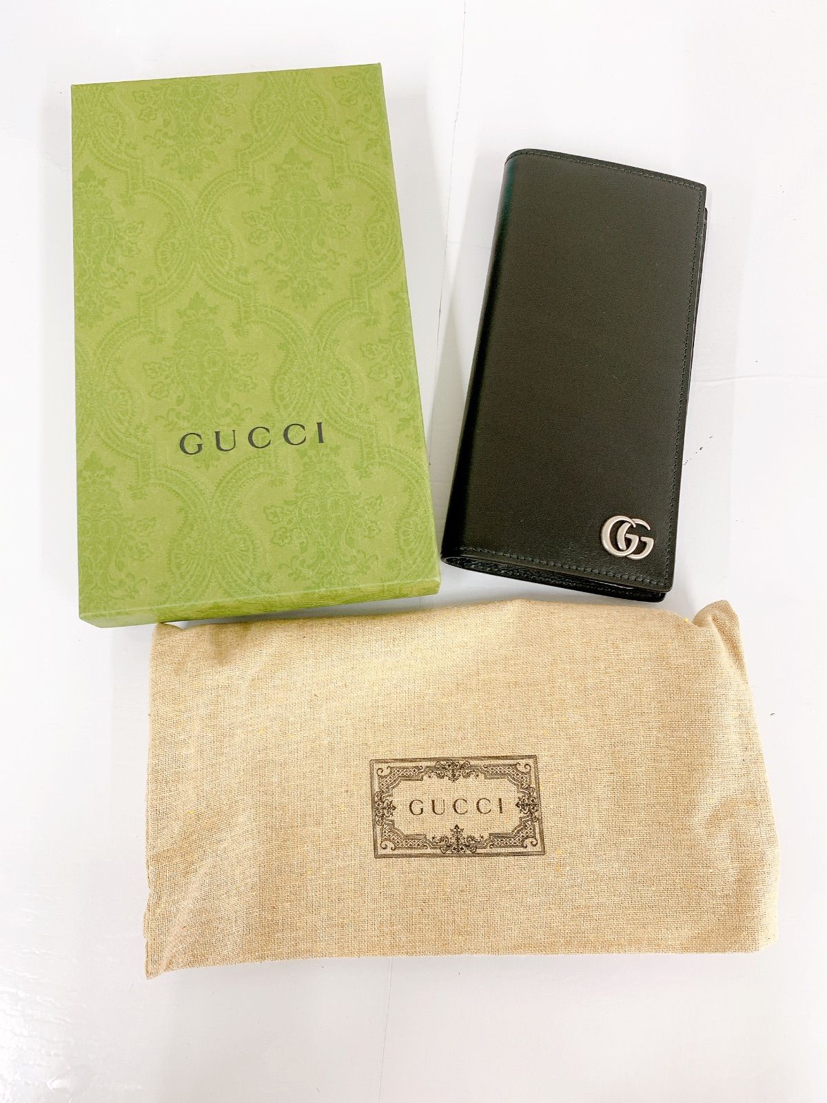 GUCCI グッチ 長財布 二つ折り財布 GGマーモント シルバー金具 ブラック 黒 財布 1