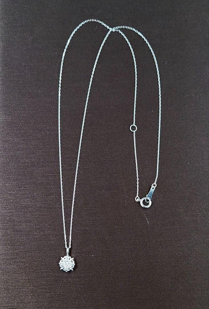 0.14ct ダイヤモンド K18 WG ネックレス 鑑別書付 18金 ホワイトゴールド ペンダント 4月誕生石