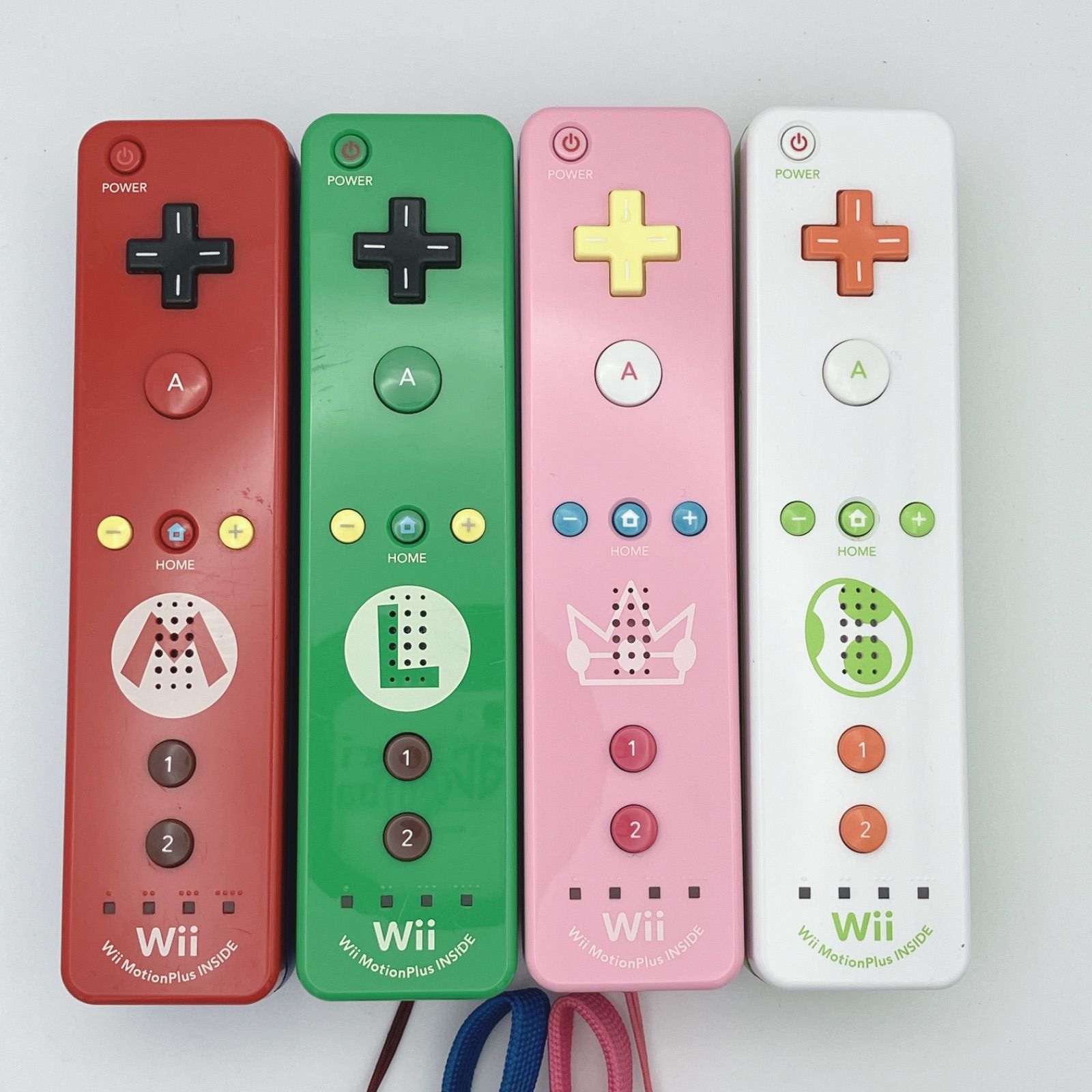 Wiiリモコンプラス 4色セット マリオ ルイージ ピーチ姫 ヨッシー Nintendo Wii Remote Plus controllers - Mario Luigi Peach Yoshi - Tested - Working