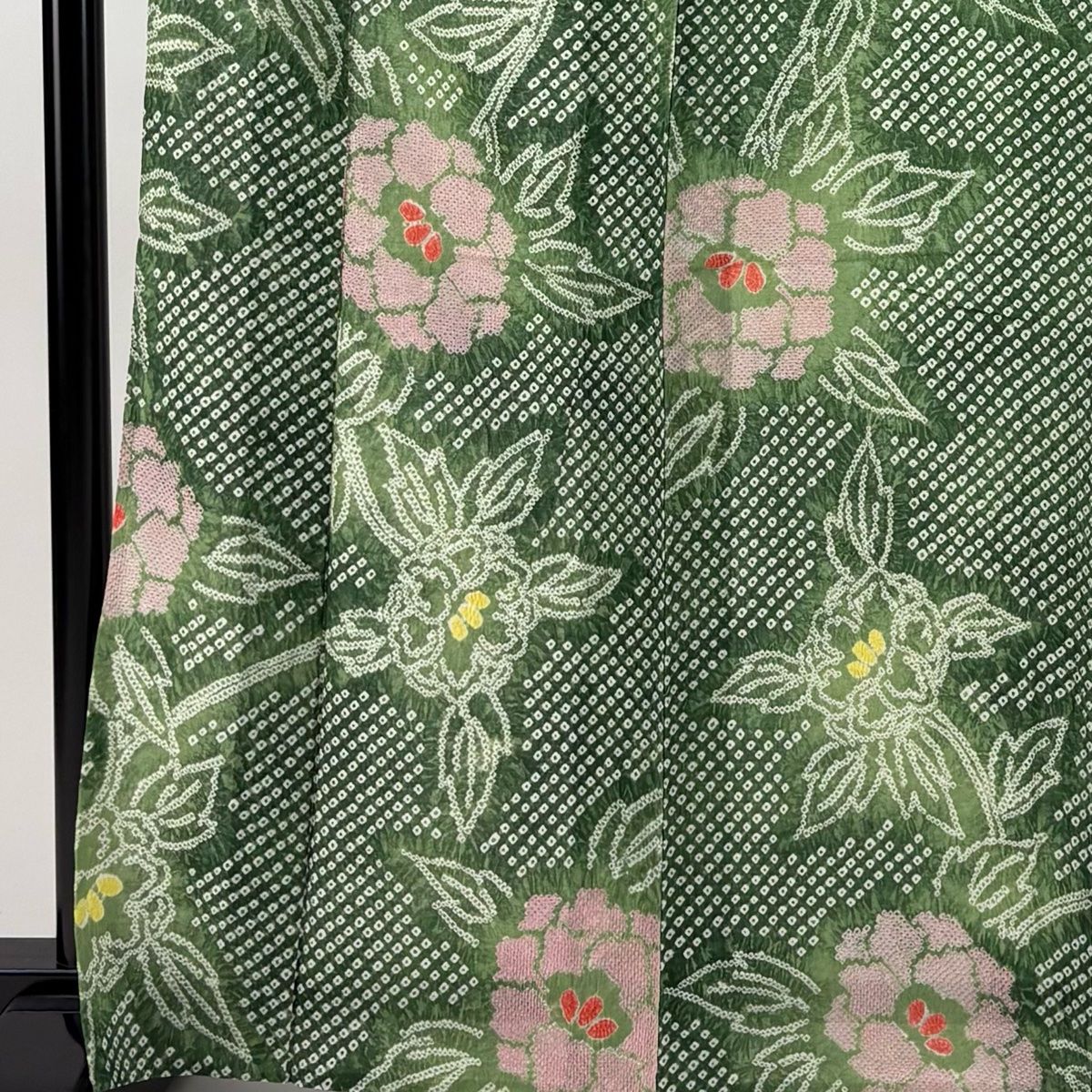 浴衣 身丈166cm 裄丈64.5cm M 絞り浴衣 草花 よもぎ色 綿 名品