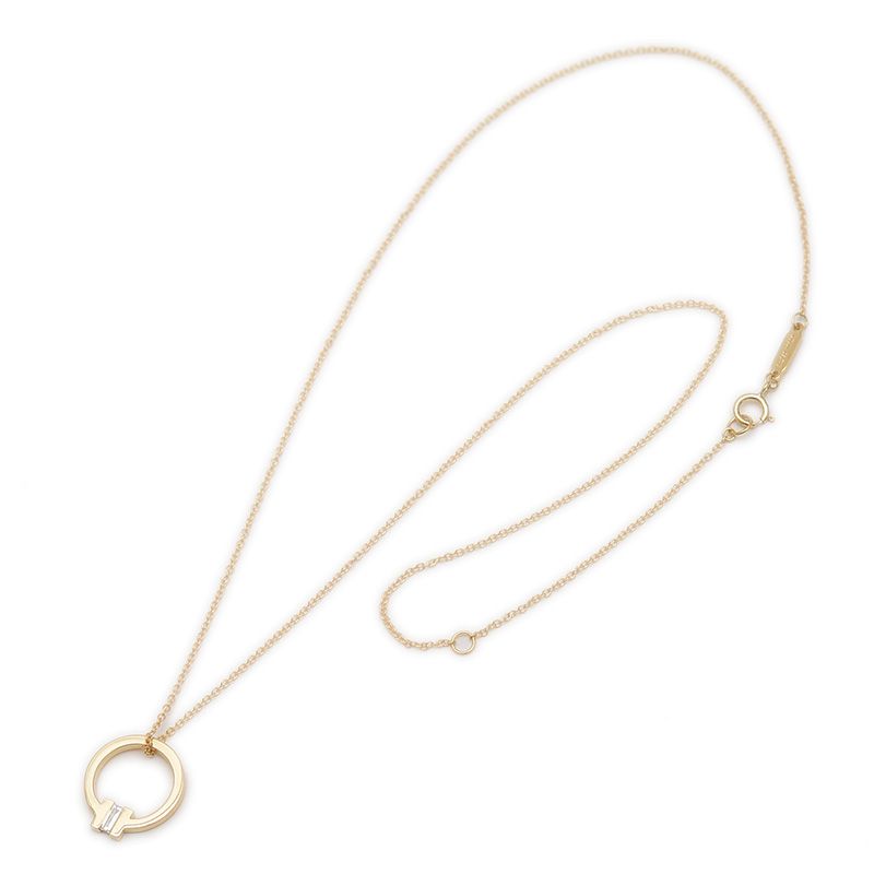 ティファニー Tスクエア ネックレス K18YG ダイヤ