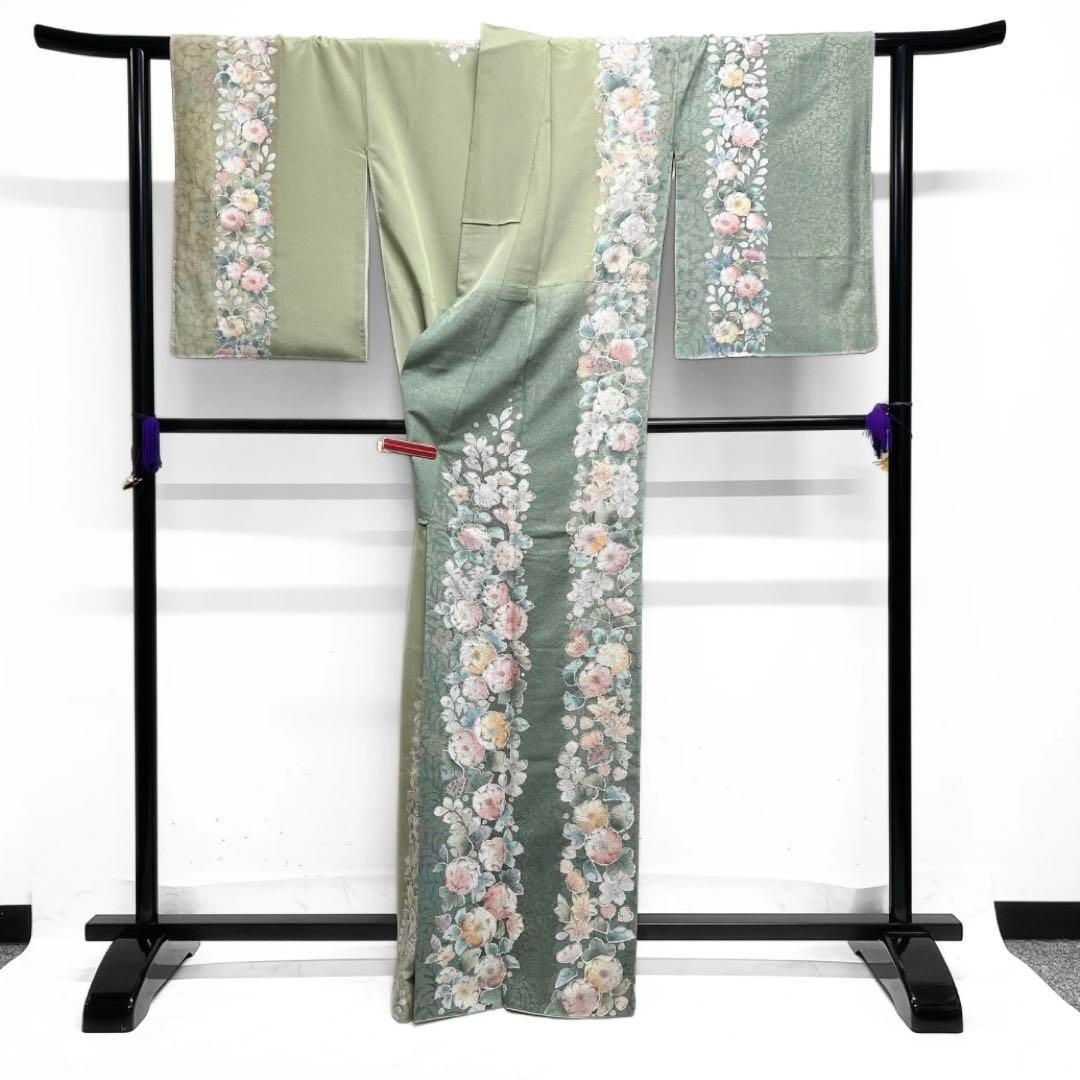 作家もの 訪問着 辻ヶ花 絞り 金彩 葵 楓 藤 紋無し 着物 092a d KIN-KAAI_COM