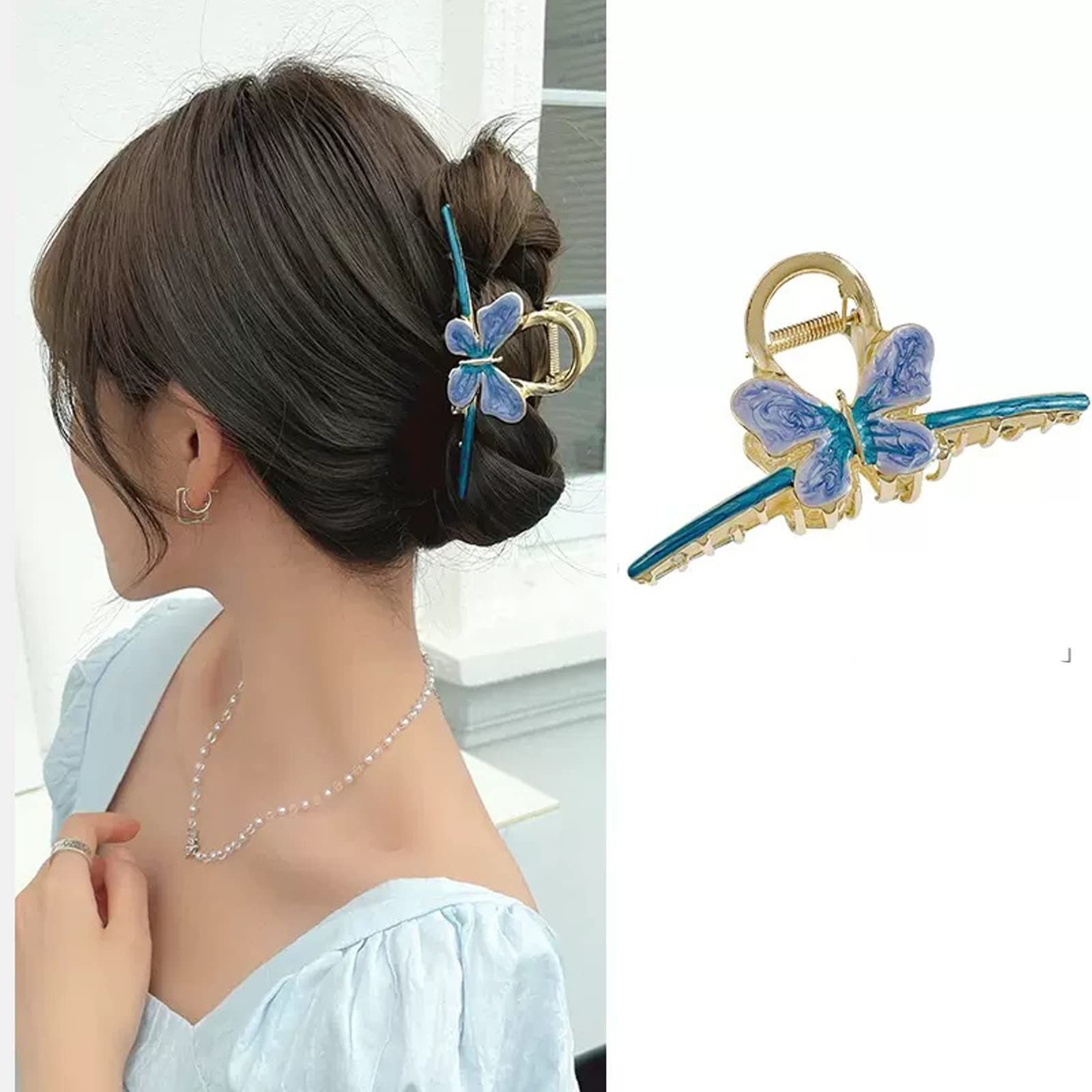 オフィス 髪飾り おしゃれ 大きめ クリップ 贈り物 髪留め ヘア レディース用 シンプル 韓国風 ヘアクリップ バンスクリップ ブルー HAPVITAL