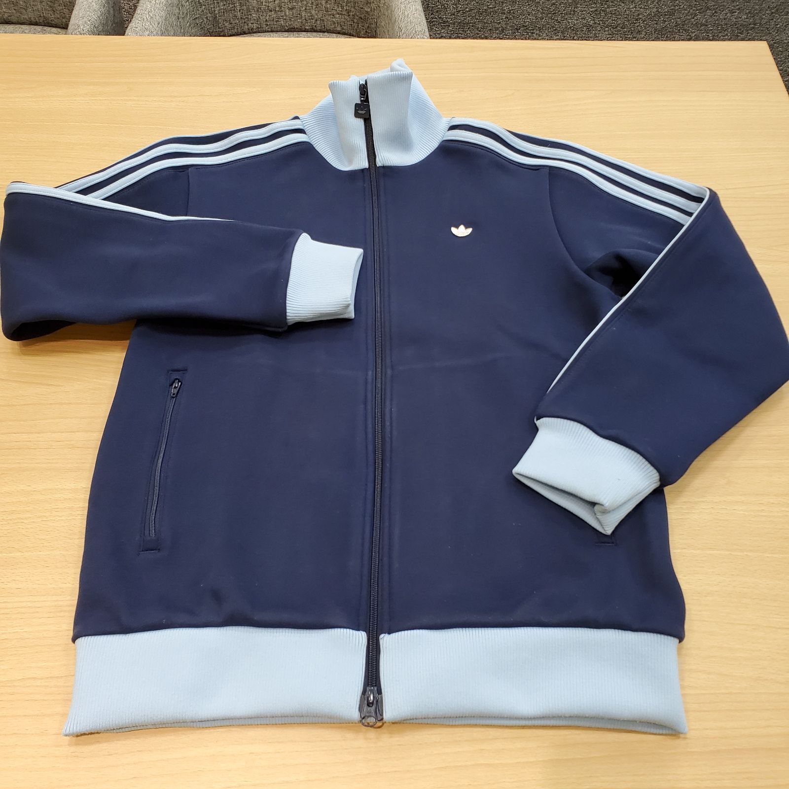 EL5 adidas アディダス ジャージ トラックトップ 水色×ネイビー Lサイズ MK9683