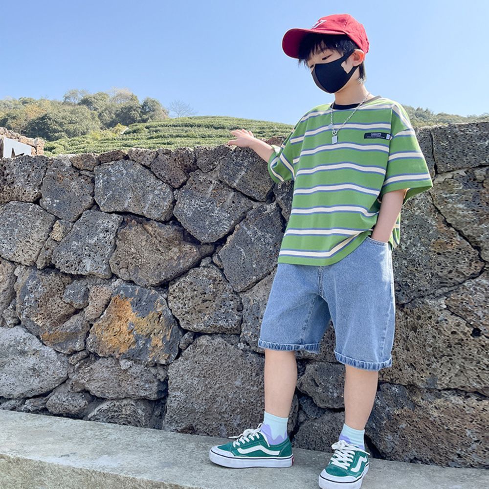 Aタイプ×グリーン  150cm  セットアップ lyset1505 セットアップ キッズ 半袖 上下セット 2点セット パンツセット 子供服 子ども Tシャツ トップス ハーフパンツ 半ズボン パンツ ジュニア 子供 男