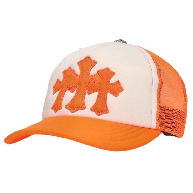 クロムハーツ TRUCKER CAP レザーパッチトラッカー セメタリーレザーパッチクロスボール付メッシュキャップ メンズ ONE SIZE