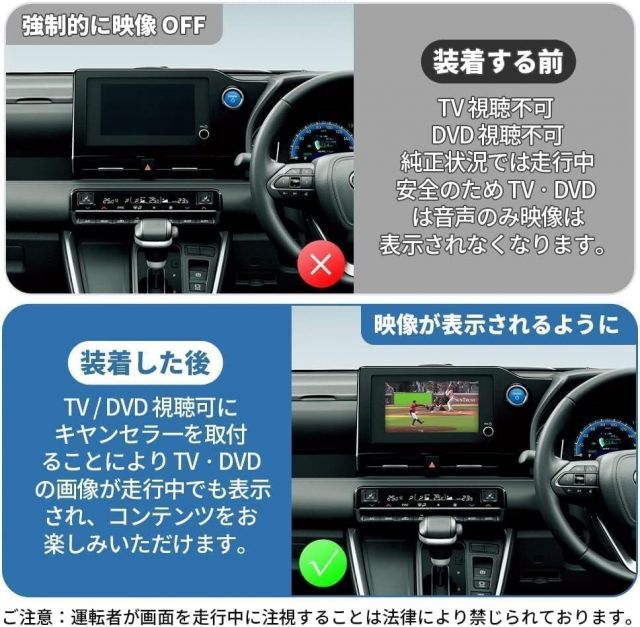 トヨタ ダイハツ テレビキャンセラー NMZN-Z73DS NMZN-Y73D NMZN-W73D TV テレビキット 10インチ 9インチ 7インチ  走行中にテレビが観れる DVD ナビ操作もできる 加工無し 取付簡単 - メルカリ