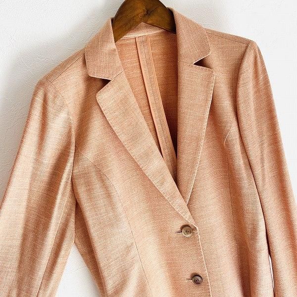 snc レリアン Leilian ジャケット 13 オレンジ系 シルク混 麻混