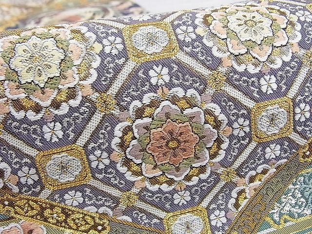 平和屋-こころ店■六通柄袋帯 九百織 小袖類取 金銀糸 正絹 逸品 A-br5535