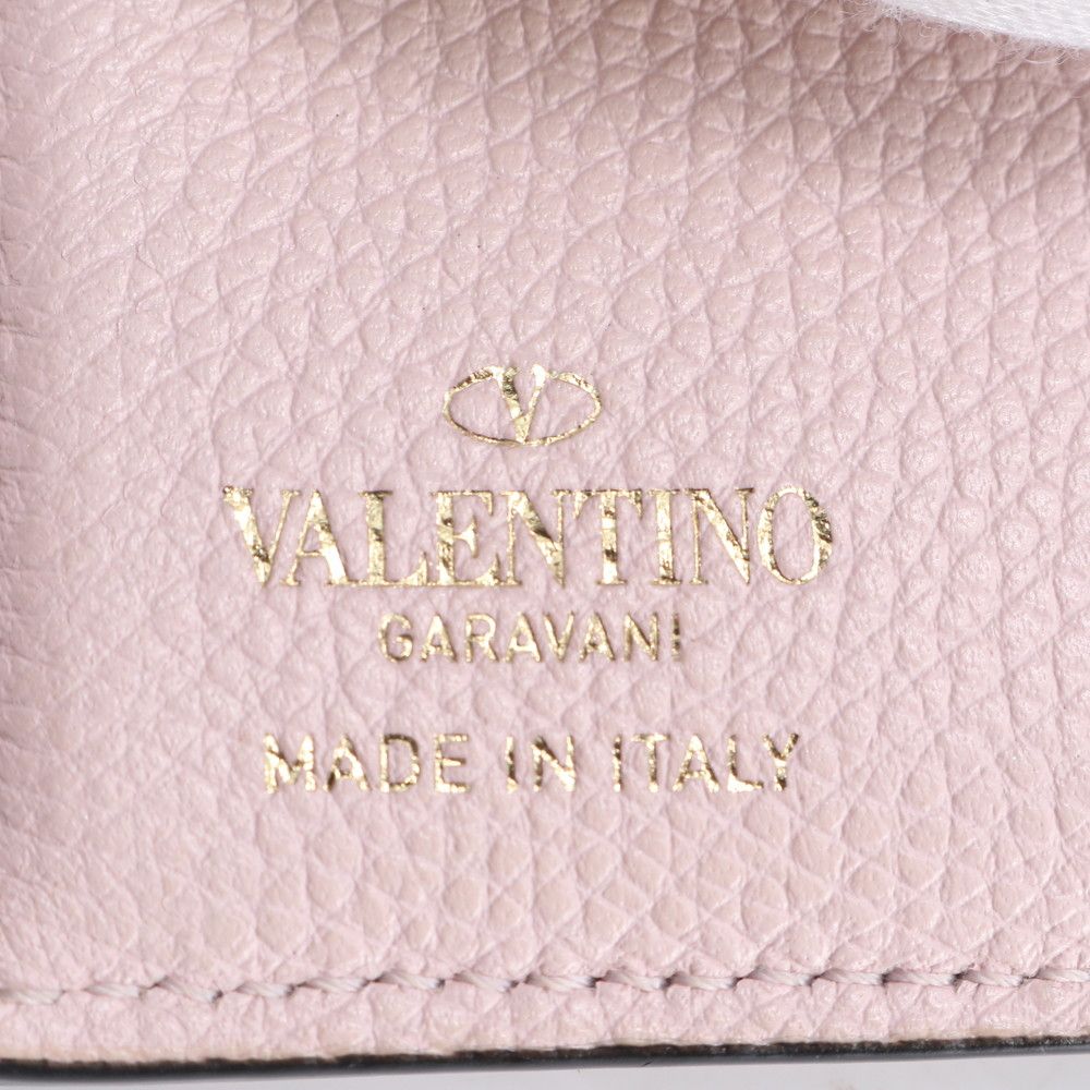 美品 ヴァレンティノ Vロゴ レザー 三つ折り 財布 コンパクト  