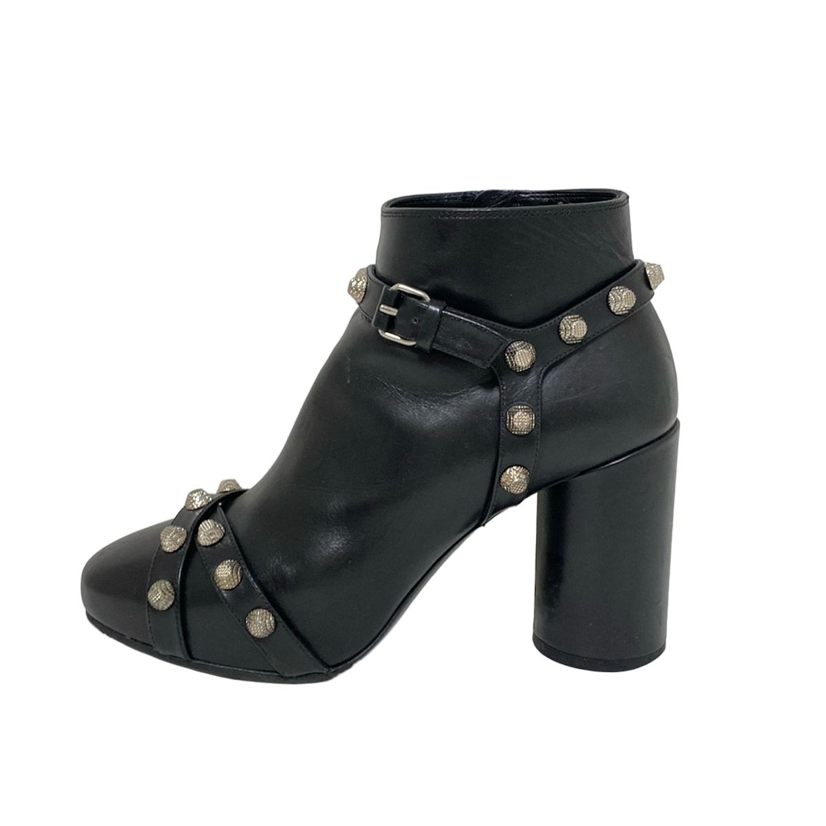 BALENCIAGA バレンシアガ ショートブーツ 35 レディース - 黒 スタッズ|アウトソール張替済 レザー
