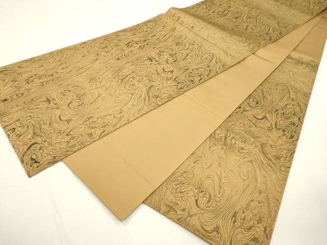 袋帯 六通 曲線 色紙散らし 25M105f 袋帯 美品 秀品 夏帯 箔散らし 波 金糸 箔 金色 六通 正絹
