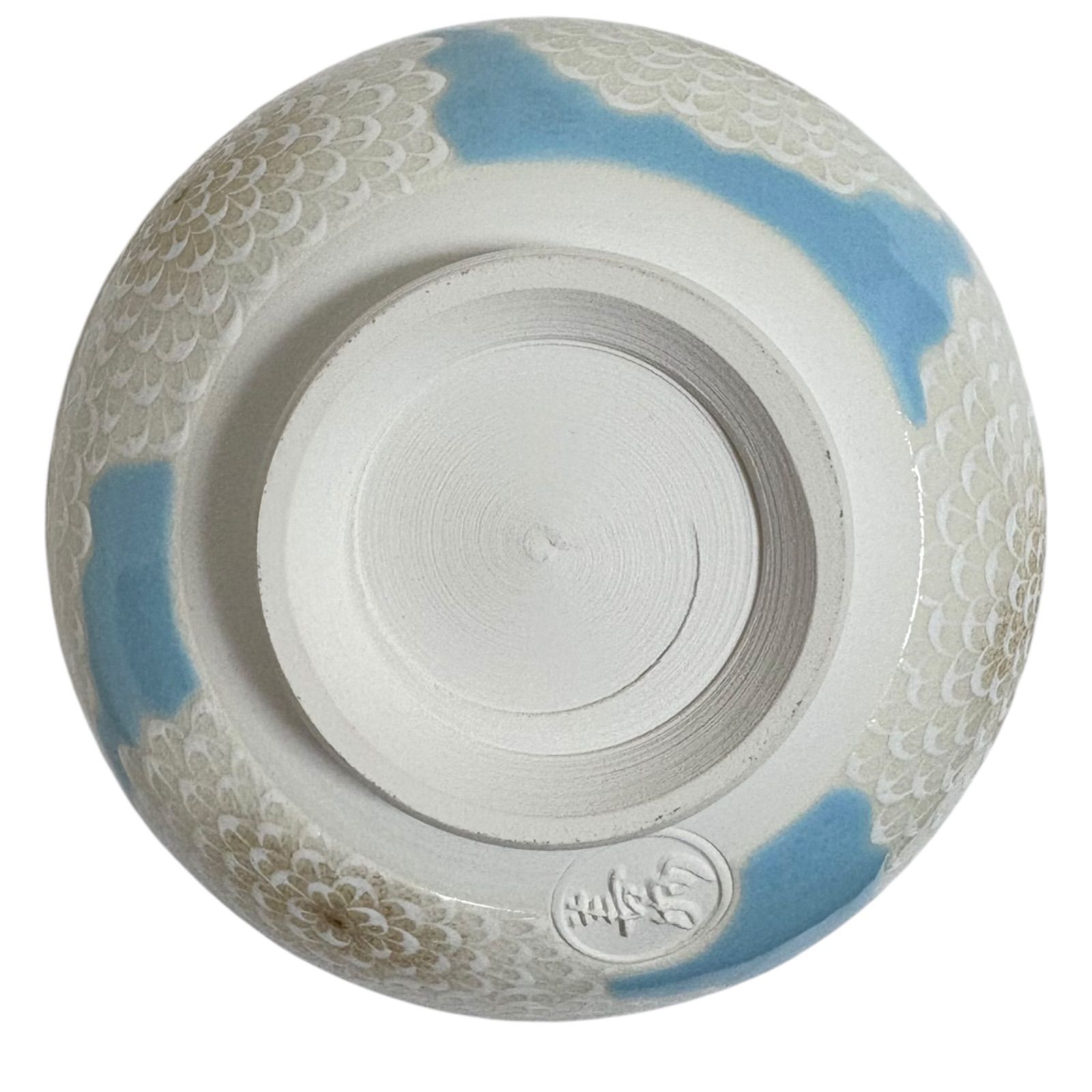 【未使用品】上坂妙氏 白菊蒼穹茶盌 抹茶碗 皇室献上品 清水焼 未使用品】上坂妙氏 白菊蒼穹茶盌 抹茶碗 皇室献上品 清水焼