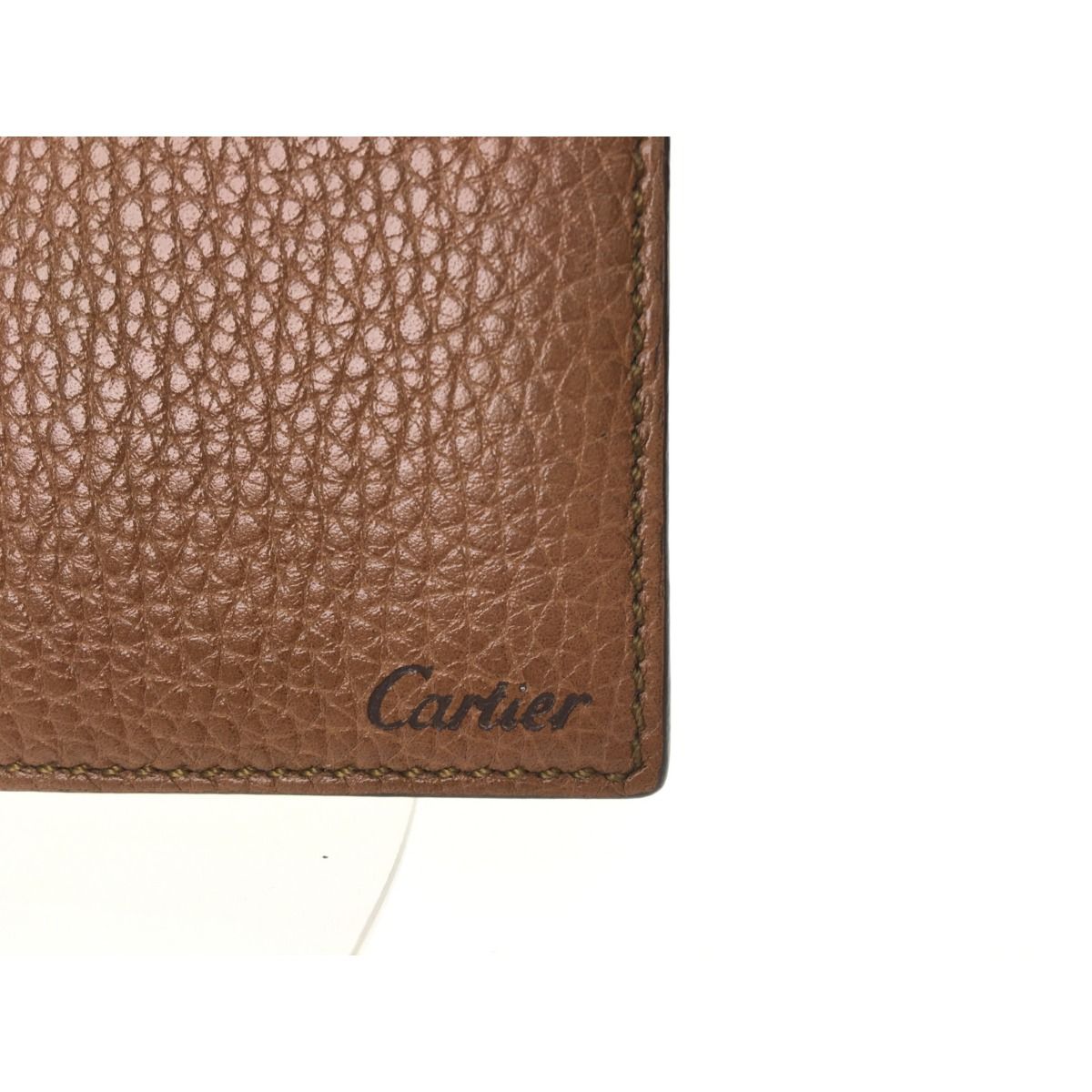 ▽▽Cartier カルティエ 長財布 シボ革 シュリンクレザー サドル