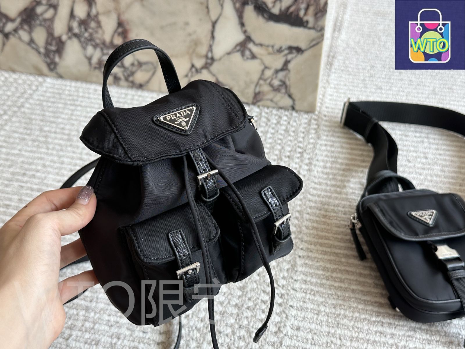 【PRADA】シアリング ミニバッグ 在庫確認ください Prada パニエ シアリングバッグ ミニ | グレー | FARFETCH JP
