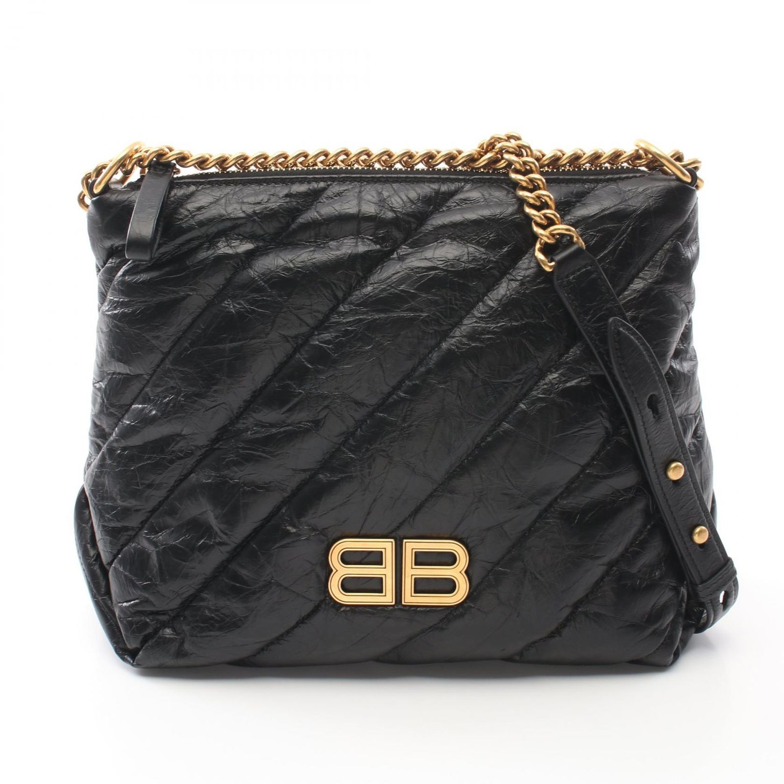 バレンシアガ BALENCIAGA ショルダーバッグ Crush スモール ホーボーバッグ キルテッド 806479210J11000 ブラック レザー ショルダーバッグ レディース