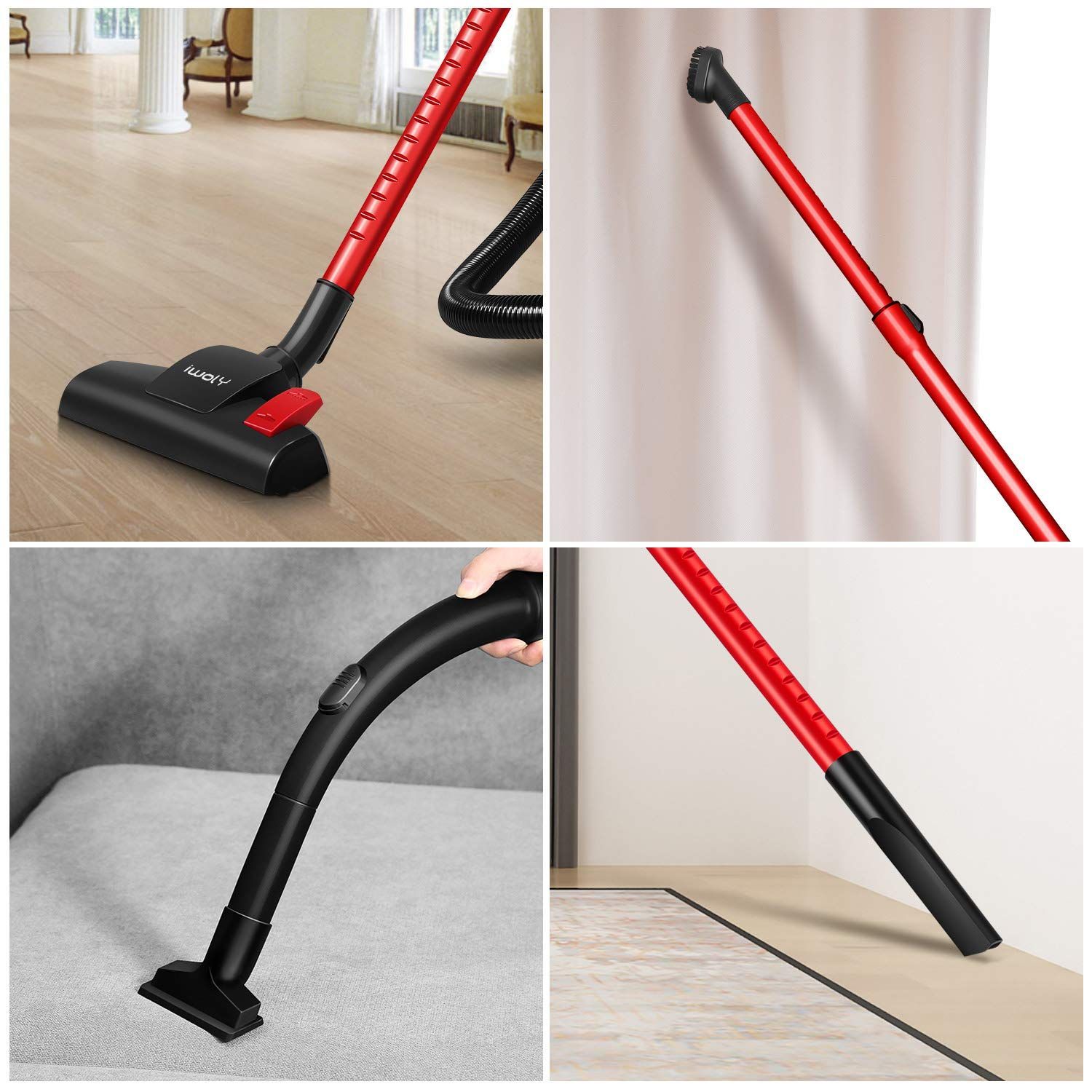 在庫セール B12 クリーナー サイクロン コード式 レッド 軽量 小型 ハイパワー 超強力吸引 20000Pa キャニスター 掃除機 iwoly