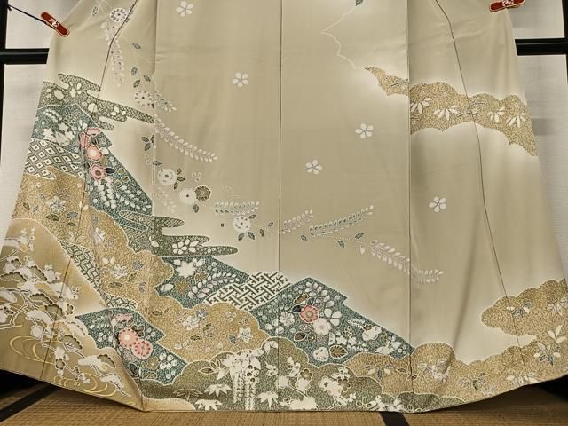 平和屋着物▽訪問着 単衣 道長舞桜文 暈し染め 金彩