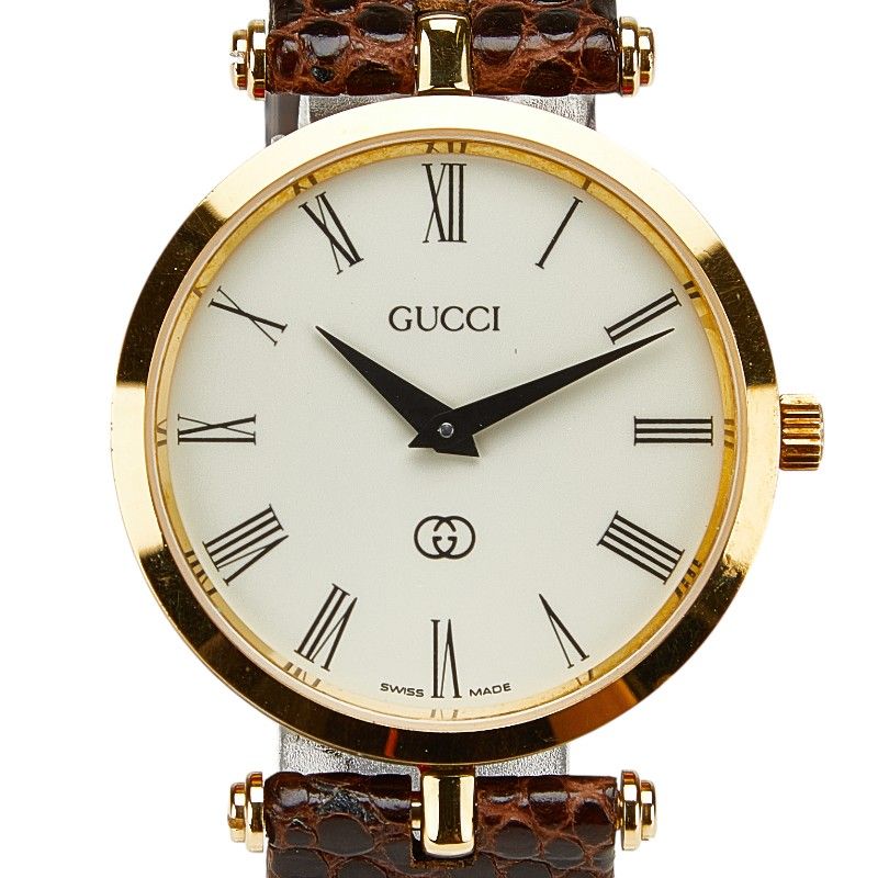 グッチ シェリーライン 型押し ゴールド ブラウン マルチ ステンレススチール レザー メンズ GUCCI 1-0209725