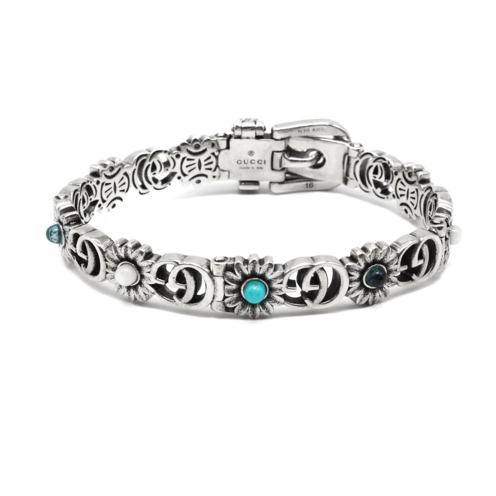 グッチ 24926. ブレスレット 腕輪 ターコイズ GG ベラスケス 銀