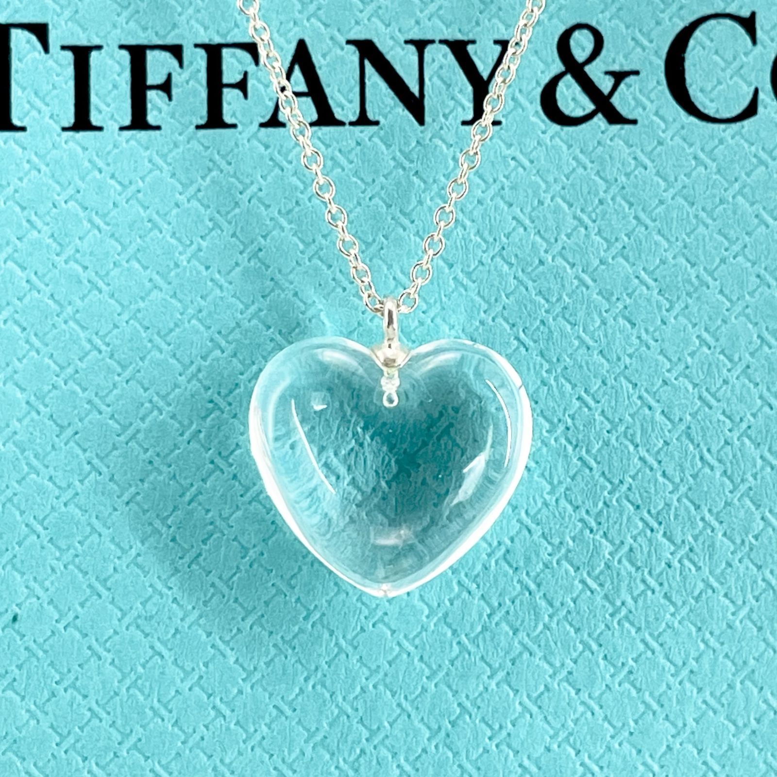 希少 ティファニー クリスタル ハート ネックレス シルバー Tiffany&Co./24-1279