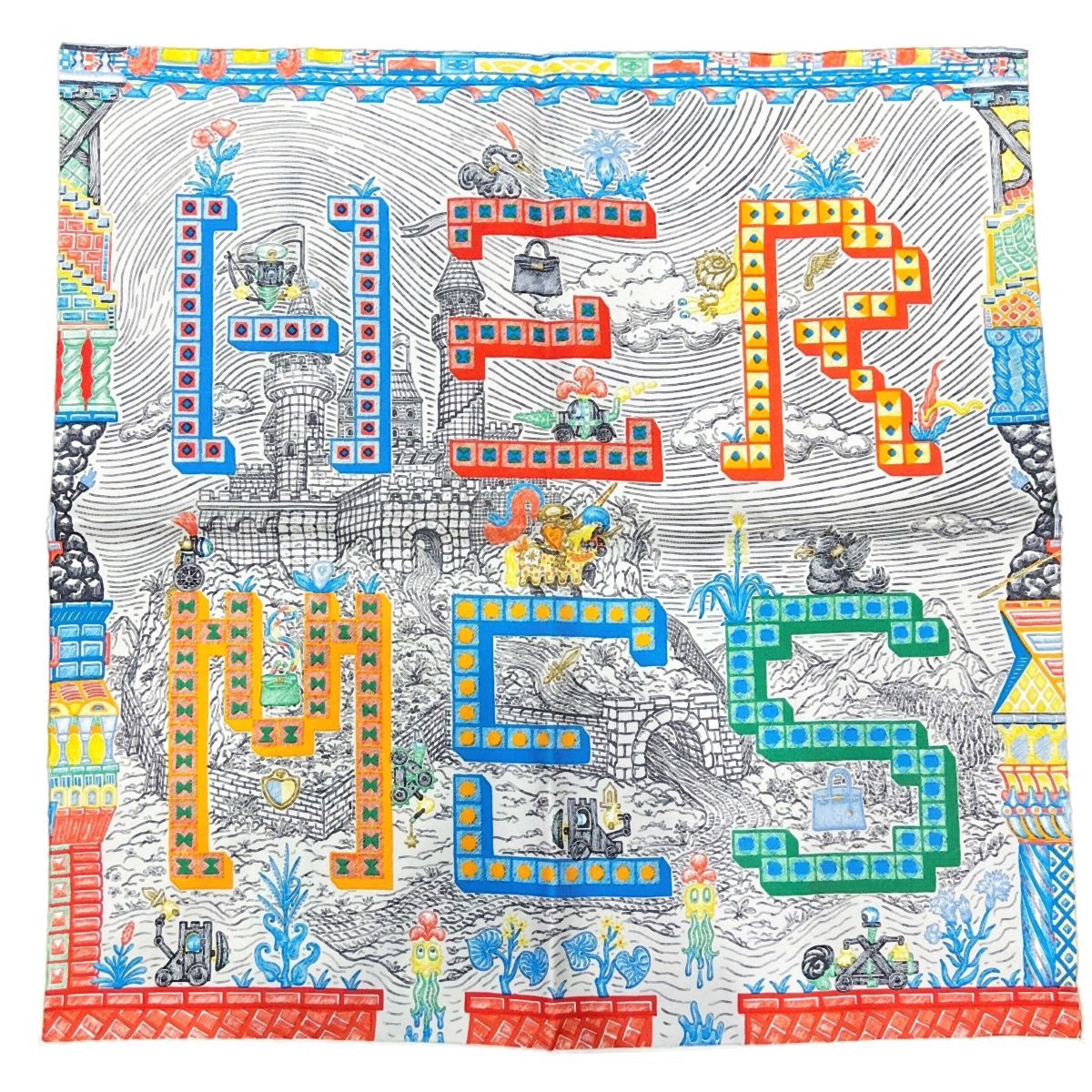 HERMÈS カレのアルファベット ガブロッシュ HERMES エルメス スカーフ カレ45 ガヴロッシュ ペガサスポップ
