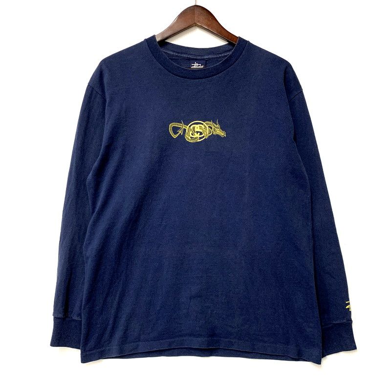 メンズ OLD STUSSY ステューシー 90S DRAGON LS TEE ドラゴン ロングスリーブ Tシャツ 紺タグ 長袖 トップス 142-250204-as-22-IZU