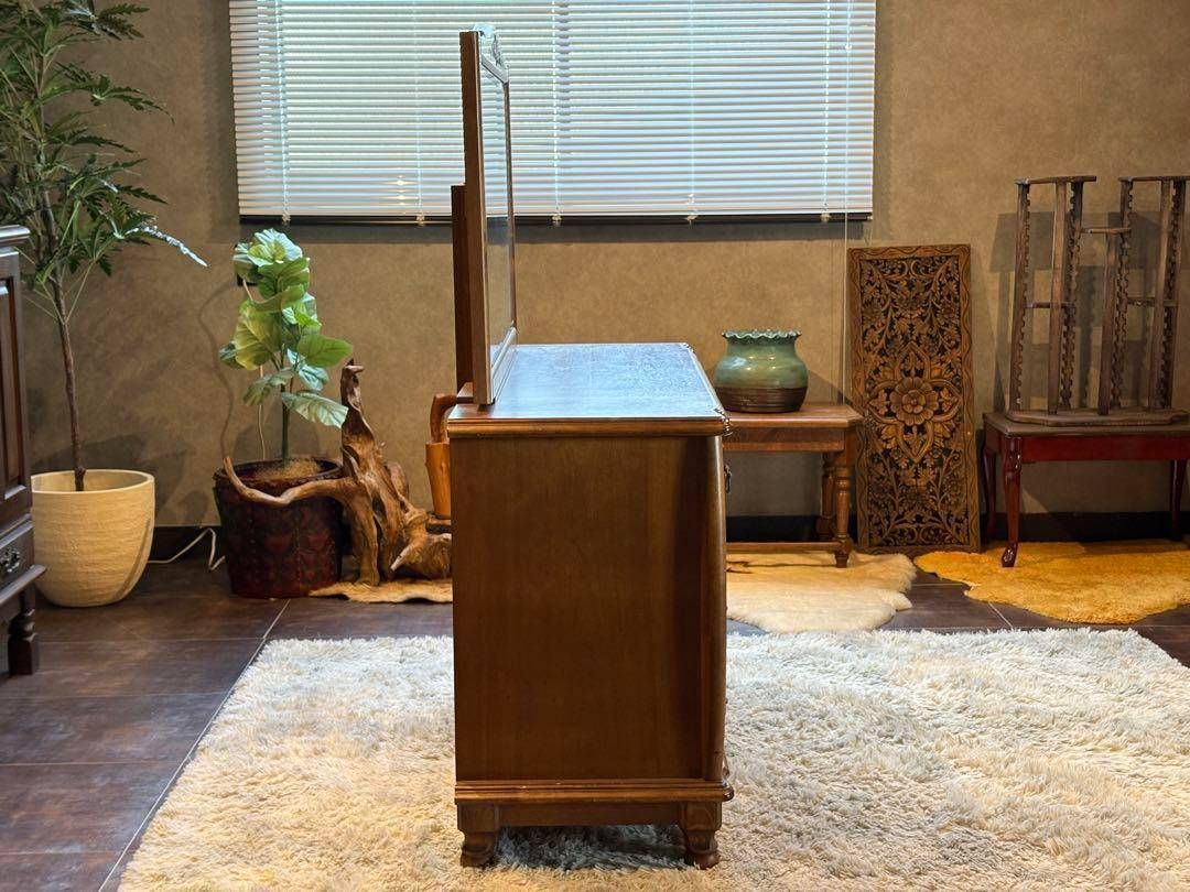 アンティーク 薔薇レリーフ イタリア ミラー 鏡台 キャビネット IH  