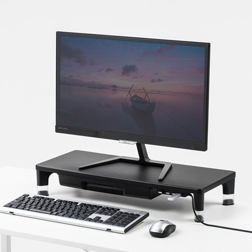 サンワサプライ USBハブ 引出し付机上ラック MR-LC805BK