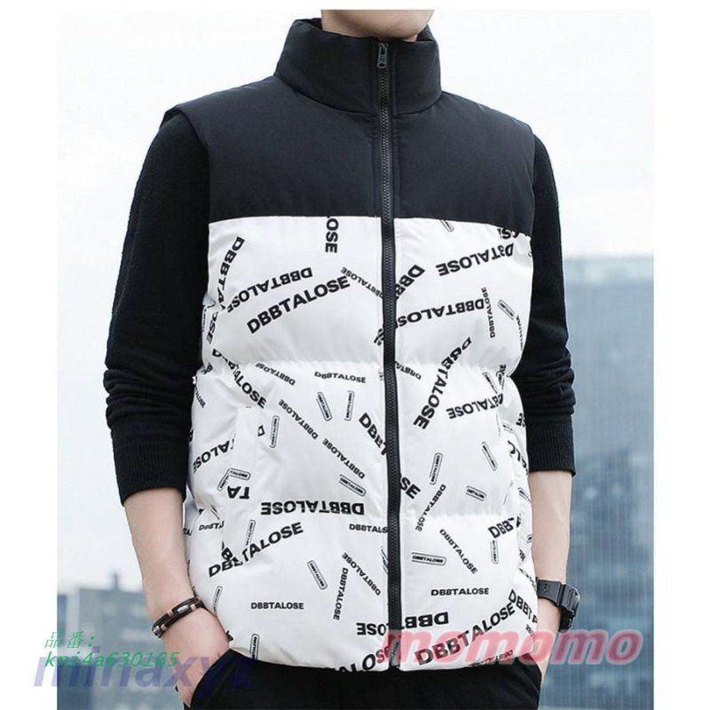 中綿ダウンベスト メンズ げ シンプル オシャレ 英文柄 トップス おしゃれ アウトドア 売れ筋 アウター 防寒着 前開き ブルゾン kni4a630165 KANDAIZUMI_COM