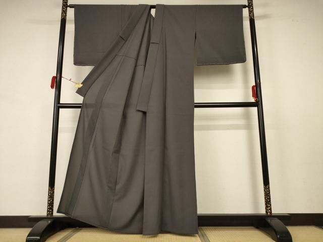 平和屋着物 夏物 色無地 絽 消炭色 洗える着物 AABB6692jd